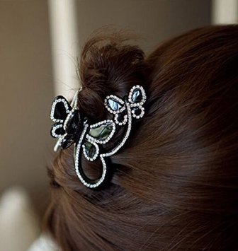 Skyvan Women Elegant Butterfly Flying Rhinestone Crystal Hair Claws Rhinestone Hair Accessories Side-knotted Clip