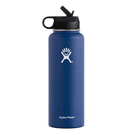 Hydro Flask Insulated Bottle 2016 Wide Mouth w/Straw Lid Cobalt 40 oz