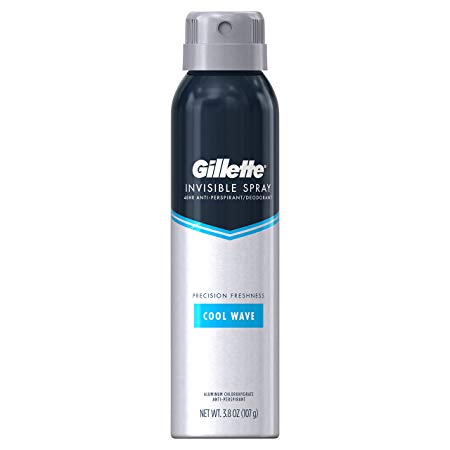 Gillette Invisible Spray Antiperspirant and Deodorant for men, Cool Wave, 3.8 oz Packaging may Vary