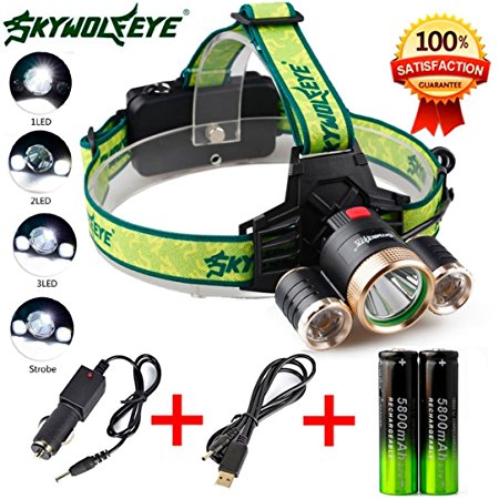 Flashlight,Baomabao 4Modes 9000Lm 3X XML T6 2R5 LED Headlamp Head Light Torch USB 18650 Car Charger
