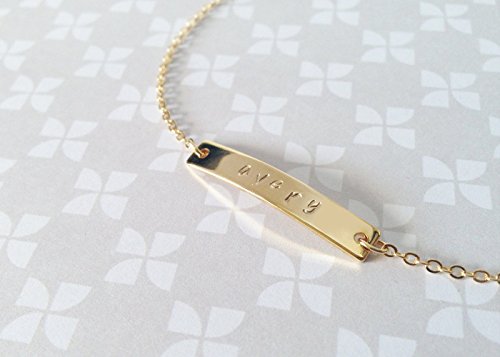 A Hand Stamped Personalized Name Plate Gold Bar Bracelet Perfect Gift for Women