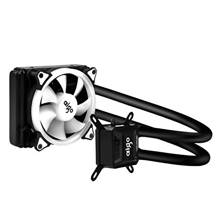 Liquid CPU Cooler, AIGO 120mm Radiator Quiet Fan Water Cooler Easy Installation All-In-One Liquid CPU Cooler with White Led Lights, INTEL/AMD with AM4 Support