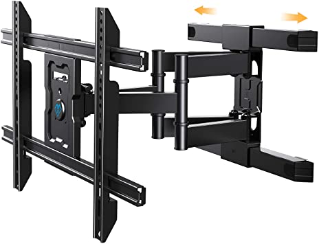 PERLESMITH TV Wall Mount Bracket for 37-80 inch Flat/Curved TVs up to132 lbs, Max VESA 600x400mm, Sliding Full Motion TV Mount for TV Centering, Swivel Articulating TV Bracket Fits 16" Studs, PSHSF01