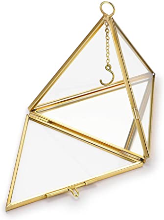 Hipiwe Jewelry Ring Display Holder - Pyramid Ring Holder Geometric Glass Ring Jewelry Box Wedding Ring Bearer Gift Box Hanging Prism Ring Stand Proposal Ring Display Case