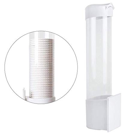 Cup Dispenser, Pevor Paste or Screw Plate Mountable Cup Holder Fits 3oz - 7oz Flat Bottom or Cone Cups Cup Dispenser Wall Mounted 16in Tube Length