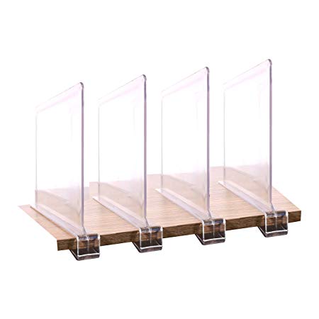 4PCS Multifunction Acrylic Shelf Dividers,Closets Shelf and Closet Separator for Wood Closet,Only Need to Slide to Adjust The Appropriate Distance