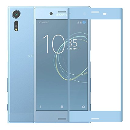 AMOVO Xperia XZs Screen Protector, Sony Xperia XZs Tempered Glass Full Coverage 3D Curved Carbon Fiber Screen Protector Sony Xperia XZs (Ice Blue)