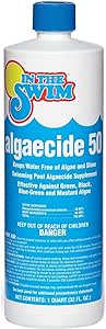 In The Swim Algaecide 50 for Swimming Pools - Green, Black, and Yellow Algae Treatment for Above Ground or Inground Swimming Pools - 1 Quart