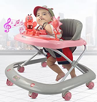 Dash Butterfly Baby Walker, Walker Baby 6-18months boy, Walker, Activity Walker with 3 Position Adjustable Height and Music & Light, (Capacity 20kg | Pink)