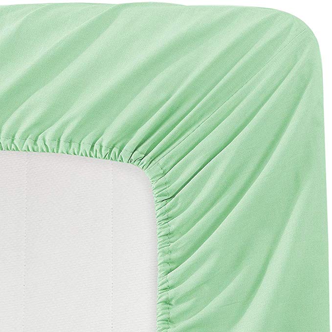 BASIC CHOICE Solid Color Microfiber Deep Pocket Fitted Sheet, Twin, Mint