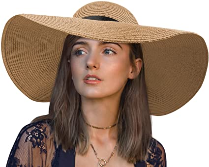 Sun Hats for Women Wide Brim Uv Protection Floppy Womens Straw Beach Hat Foldable Summer Cap UPF 50