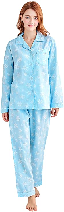 TONY AND CANDICE Women’s 100% Cotton Pajamas, Long Sleeve Woven Pj Set Sleepwear