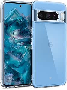 Caseology Capella - Funda para Google Pixel 8 Pro, Transparente, protección contra caídas de Grado Militar, Patrones de Agarre Lateral, Funda para teléfono Pixel 8 Pro, Transparente