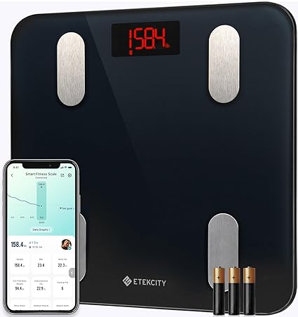 Etekcity Smart Bluetooth Body Fat Scale - FDA Approved - Digital Wireless Weight Bathroom Scale, 13 Essentials Body Composition Analyzer with App, Larger Platform, Weight, BMI, Body Fat% and More