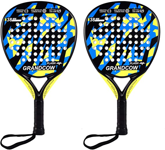 GRANDCOW Tennis Paddle Racket Padel Carbon Fiber Surface with EVA Memory Flex Foam Core Diamond Shape POP Paddle Rackets