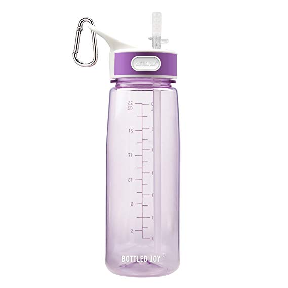 BOTTLED JOY Sports Water Bottle with Straw&Handle, BPA-Free Leakproof Wide Mouth Drinking Bottle 27oz 800ml High Capacity for Running, Fitness,Excerise, Hiking, Cycling