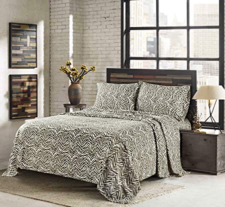 Sunbeam Super Soft Heavyweight Fleece Sheet Set, Lazlo Chocolate Chip, King