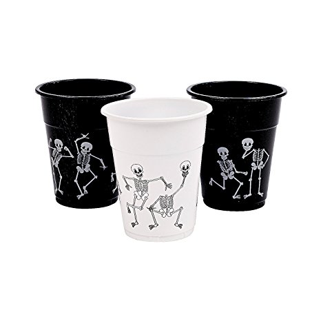 Skeleton Print  Plastic Cups - Halloween Decor - Set of 50
