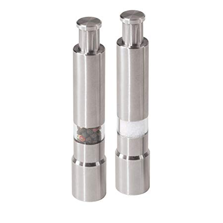 Oggi 7132 Stainless Steel Spring Action Salt and Pepper Mills, Set of 2