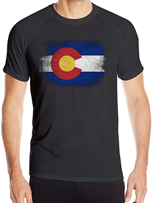 VANMASS Vintage Colorado Flag Men's Quick Dry Short Sleeve Athletic Shirts