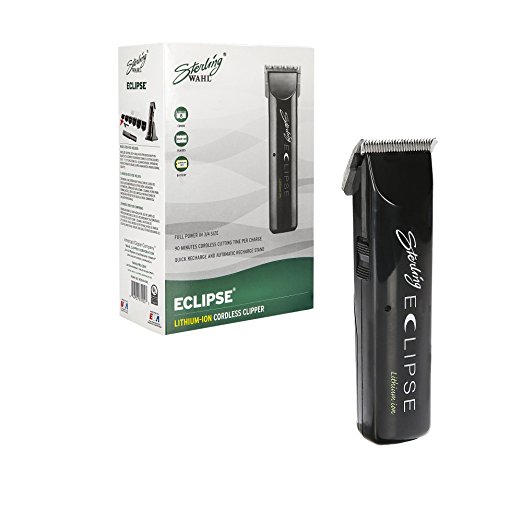 Wahl Professional Sterling Eclipse Lithium Ion Cordless Clipper #8725-1001 – Great for Professional Stylists and Barbers – Rotary Motor, Automatic Recharge Stand, and Detachable Snap-on Blade Set