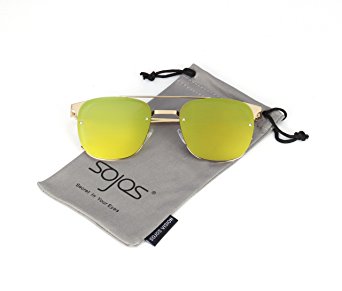 SojoS Vision Fashion Metal Frame Flat Lens Sunglasses UV400 Sun Glasses SJ1043