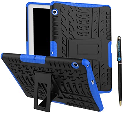 MediaPad T3 10 9.6 Inch Armor Case DWaybox Rugged Heavy Duty Hard Back Case Cover with Kickstand for Huawei MediaPad T3 10 9.6 Inch (Blue)