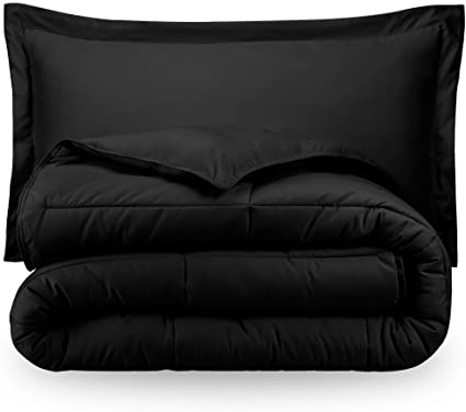 Black Twin Extra Long Down Alternative Comforter Set by Ivy Union