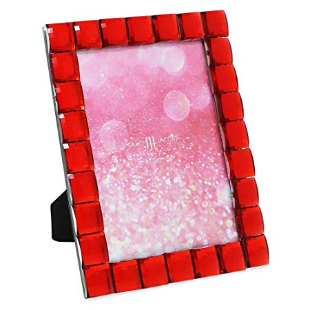 Isaac Jacobs Decorative Sparkling Red Jewel Picture Frame, Photo Display & Home Décor (5x7, Red)