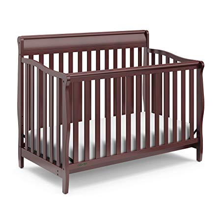 Graco Stanton Convertible Crib, Cherry, Easily Converts to Toddler Bed Day Bed or Full Bed, Three Position Adjustable Height Mattress, Some Assembly Required (Mattress Not Included)
