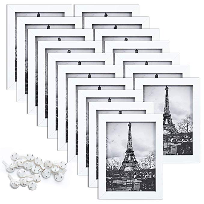 upsimples 5x7 Picture Frame Set of 17,White Picture Frames for Wall or Tabletop Display,Gallery Wall Frame Set