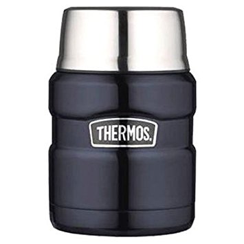 THERMOS Stainless King 16 Ounce Food Jar with Folding Spoon, Midnight Blue