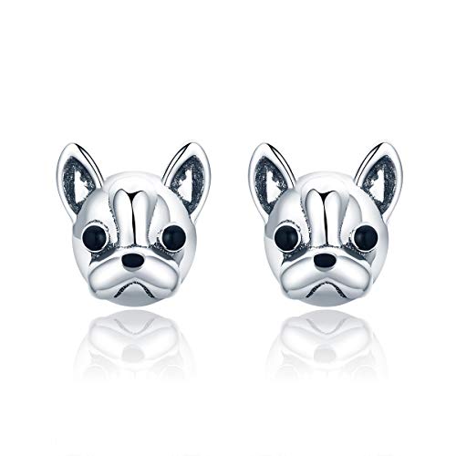 French Bulldog Earrings Sterling Silver Enamel Stud Earrings for Girls Valentine's Day Gift By Presentski