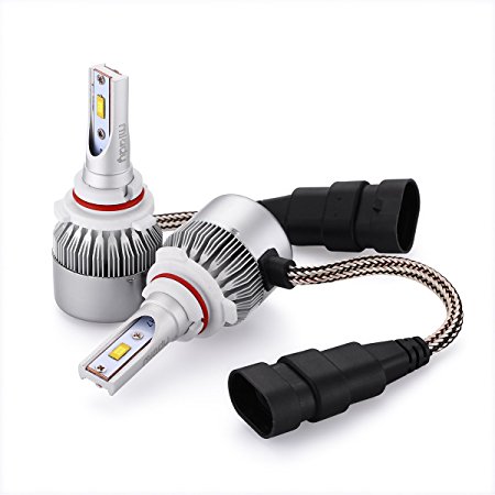 Miady 8000Lm Ultra Bright 9006 LED Headlight Bulbs, Philips LED Chips / 6000K Bright White / For 9006, HB4