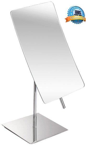 3X Magnified Premium Modern Rectangle Vanity Makeup Mirror 100% Guarantee | Portable Polished Chrome Contemporary Finish | Adjustable Easy Positioning | Best Luxury Quality Magnifying Beauty Mirror