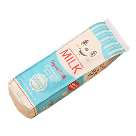Coco*Store Creative Cute Milk Shaped Pencil Case Funny Stationery Storage Bag Pouch Purse (blue)