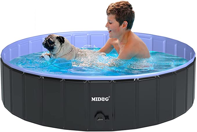MIDOG Dog Pool, Kid Pools for Backyard, Foldable Kiddie Pool for Kids, Dog Swimming Pool for Large Medium Small Dogs and Cats, Collapsible Pet Pool Hard Plastic Pool