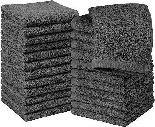 Utopia Towels Cotton Washcloths Set, Grey - 100% Ring Spun Cotton, Premium Quality Flannel Face Cloths, Highly Absorbent and Soft Feel Fingertip Towels (24-Pack)