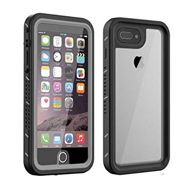 iPhone 7 Plus & 8 Plus Waterproof Case with Built-in Clear Screen Protector, Drop Resistant Full Sealed Underwater Protective Cover, Dirtproof Snowproof Shockproof for Men Women Boys and Girls