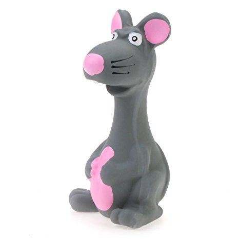 Chiwava 5.5'' Squeak Latex Dog Toy Gray Big Mouse Puppy Interactive Play Color Gray