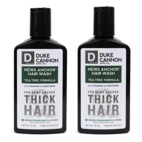 Duke Cannon News Anchor Thick Hair Wash 2-in-1 Shampoo and Conditioner for Men, 10 fl. oz - Tea Tree (2 Pack)
