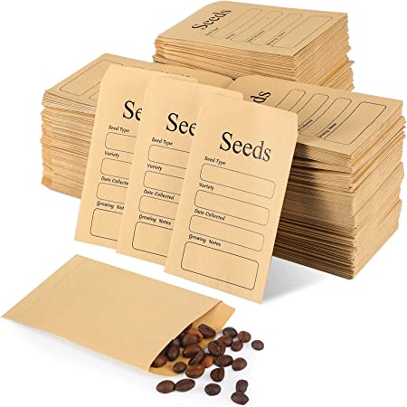 500 Pcs Kraft Seed Envelopes Resealable Seed Packets Self Sealing Seed Envelopes 3.15 x 4.72 Inch Seed Saving Envelopes Storage Organizer with Preprinted Collection Templates for Vegetable Flower Seed