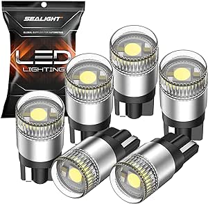 SEALIGHT 2024 Upgraded 194 T10 LED Light Bulb, 1000% Brightness 6000K White W5W 168 2825 Car Interior Light Bulb Replacement for License Plate Light, Dome Light, Map Light, Courtesy Light, Pack of 6