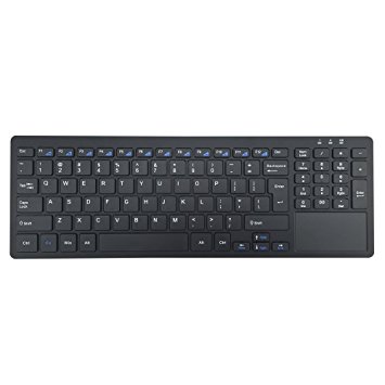 FENIFOX Wireless Keyboard with Multi-Touch Touchpad Whisper-Quiet Typing and Ultra Slim Compact for PC Tablet Windows 7,8,XP,Vista (Black)