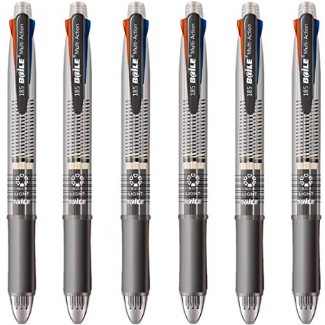 Ipienlee 4   1 Multifunctional Pens 4 Color 0.7 mm Ballpoint Multi Pen and 0.5 mm Mechanical Pencil in One Pen, Pack of 6 (4 1)