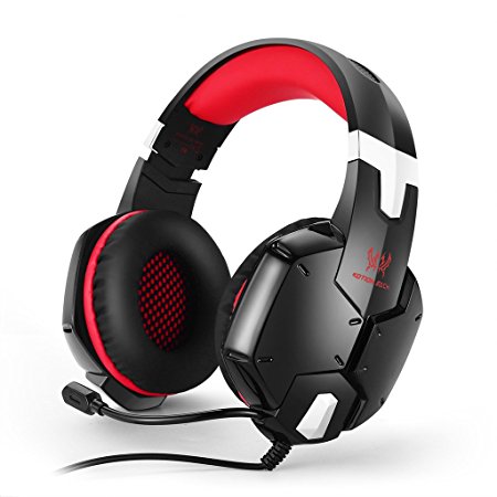BasicTune G1200 Stereo Gaming Headphones Headset with Microphone for PC PS4 Xbox - Red