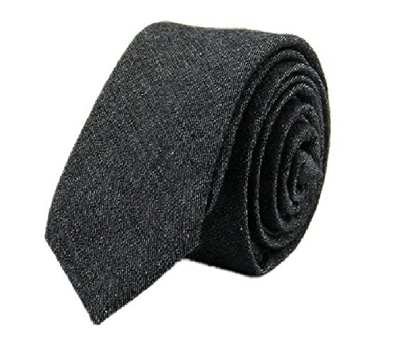 Hello Tie Unisex Denim Skinny Necktie Cotton Narrow Tie
