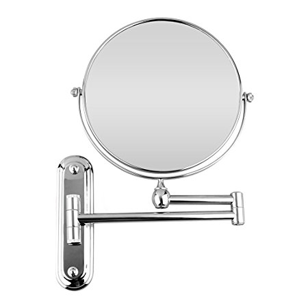 BTSKY™ Chrome Finish ,360 Degree, 12-Inch Extension, 8-inch Two-Sided Swivel Wall Mounted Mirror, Extending Folding Bathroom Shaving Cosmetic Make Up Mirror(10 x Magnification)