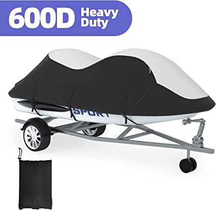 Jet Ski Cover Umbrauto Upgraded Trailerable PWC Cover 600D Waterproof Fade-Resistant UV Proof Personal Jetski Watercraft Covers Fits for Waverunner, Sea Doo, Polaris, Yamaha, Kawasaki, Honda, AquaTrax