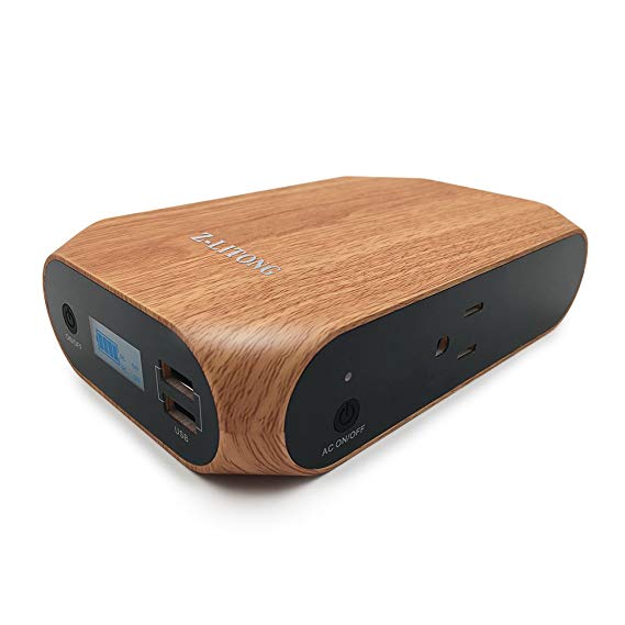 Z-LITONG 18000mAh Laptop Power Bank High Capacity Portable Power Bank with AC Outlet Charger 2USB Ports and Type-C Port Quick Charging for Laptops，Smartphones, Tablets, Notebooks and More (wood grain)